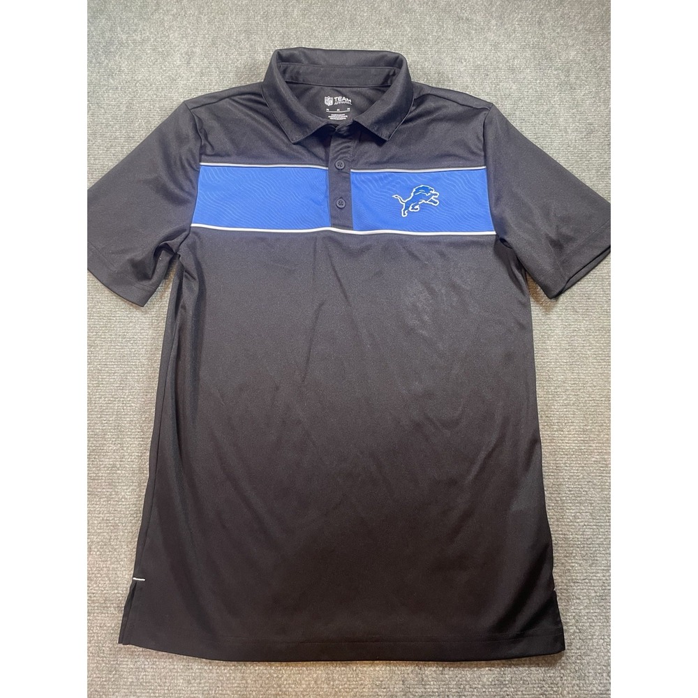 NFL Team Apparel Detroit Lions Black/Blue Polo Shirt - Size M